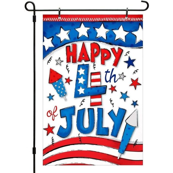 CounterArt Happy 4th of July Reversible Two Image Garden Flag Made in the USA - Picture 1 of 1